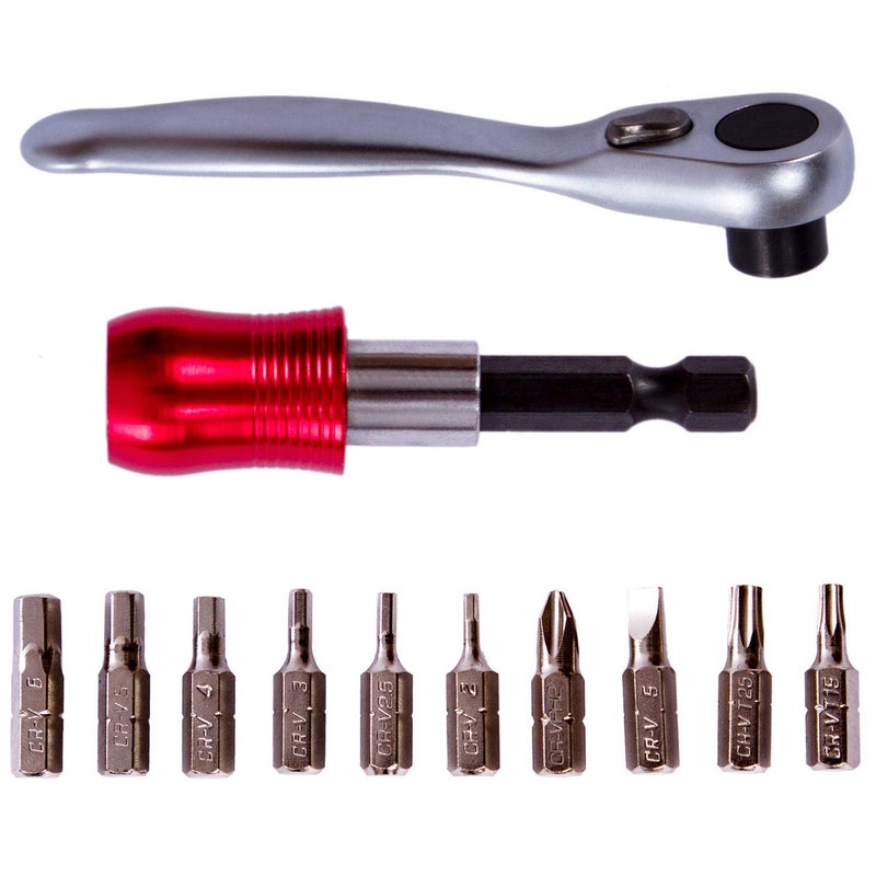 YBEKI Bike Repair Tool Kit Set - Bicycle Multi-Tool Kit with Ratchet Reversible Tool & 10 Tool bits, Bone Wrench, Bike Portable Tool Bag. 6 Month Warranty (Ratchet Tool + tire Tool) - Image 4